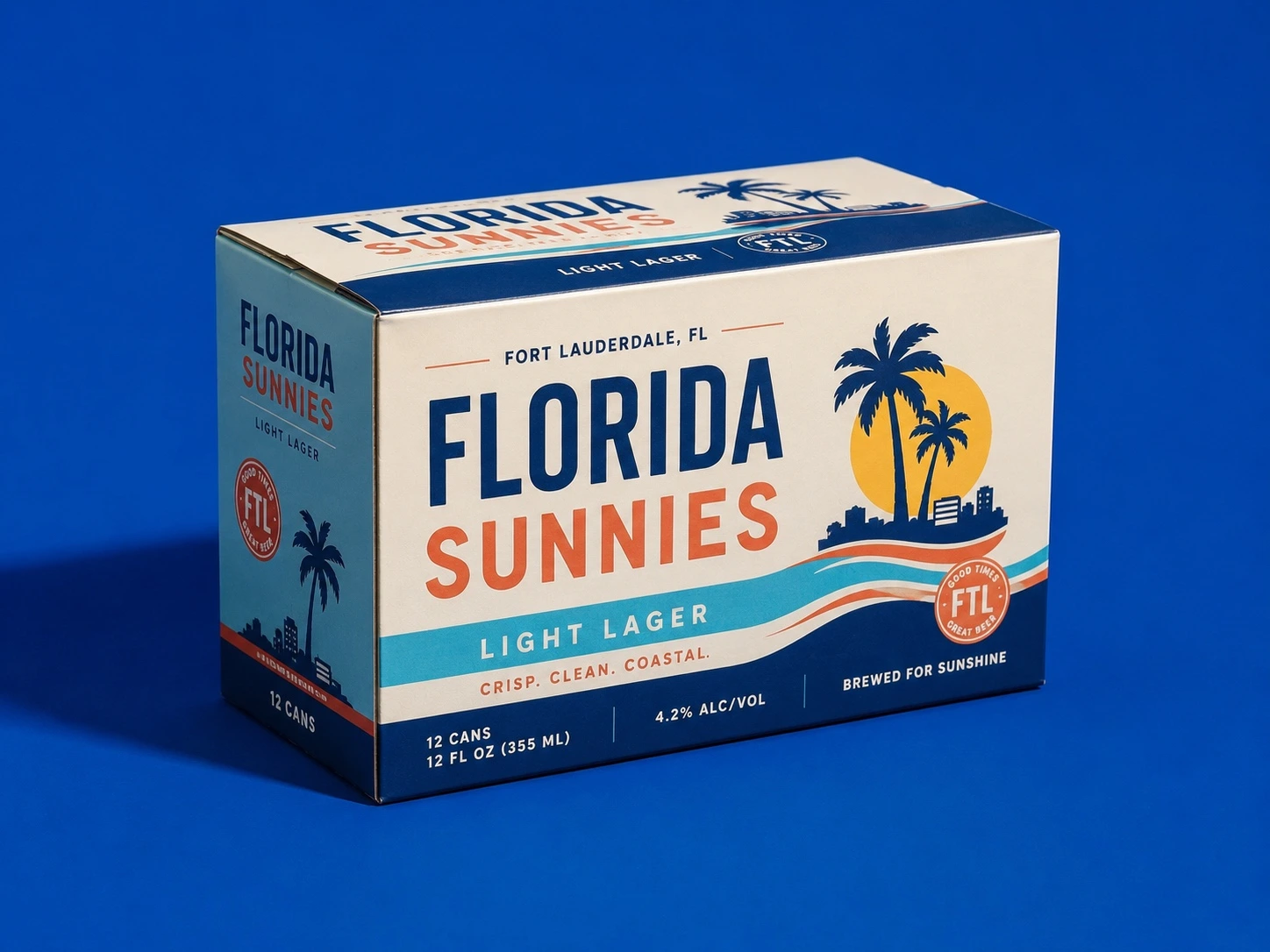 Printed twelve-can light lager multipack carton